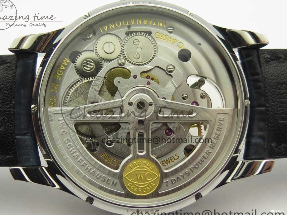 MIROTIME 0207 Portuguese Tourbillon IW5046 SS ZF Best Edition White Dial Blue Markers on Blue Leather Strap Fashionable 7149